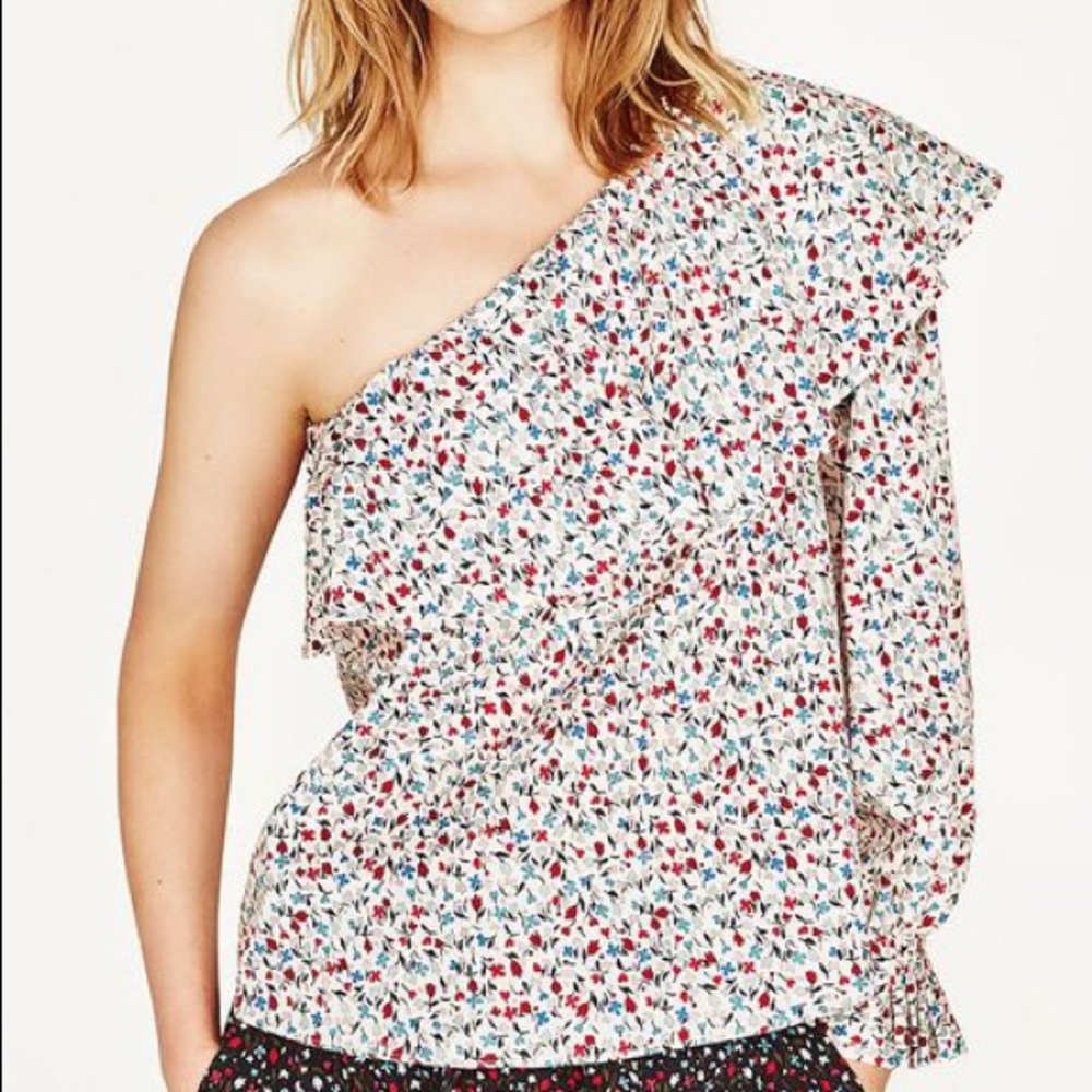 Zara One Shoulder Floral Top
